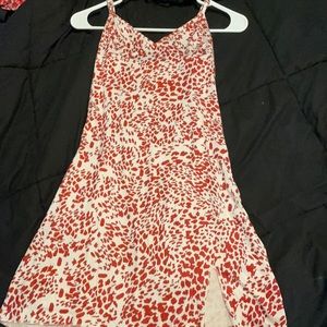 SHEIN Red Cheetah Print Dress with Small Slit